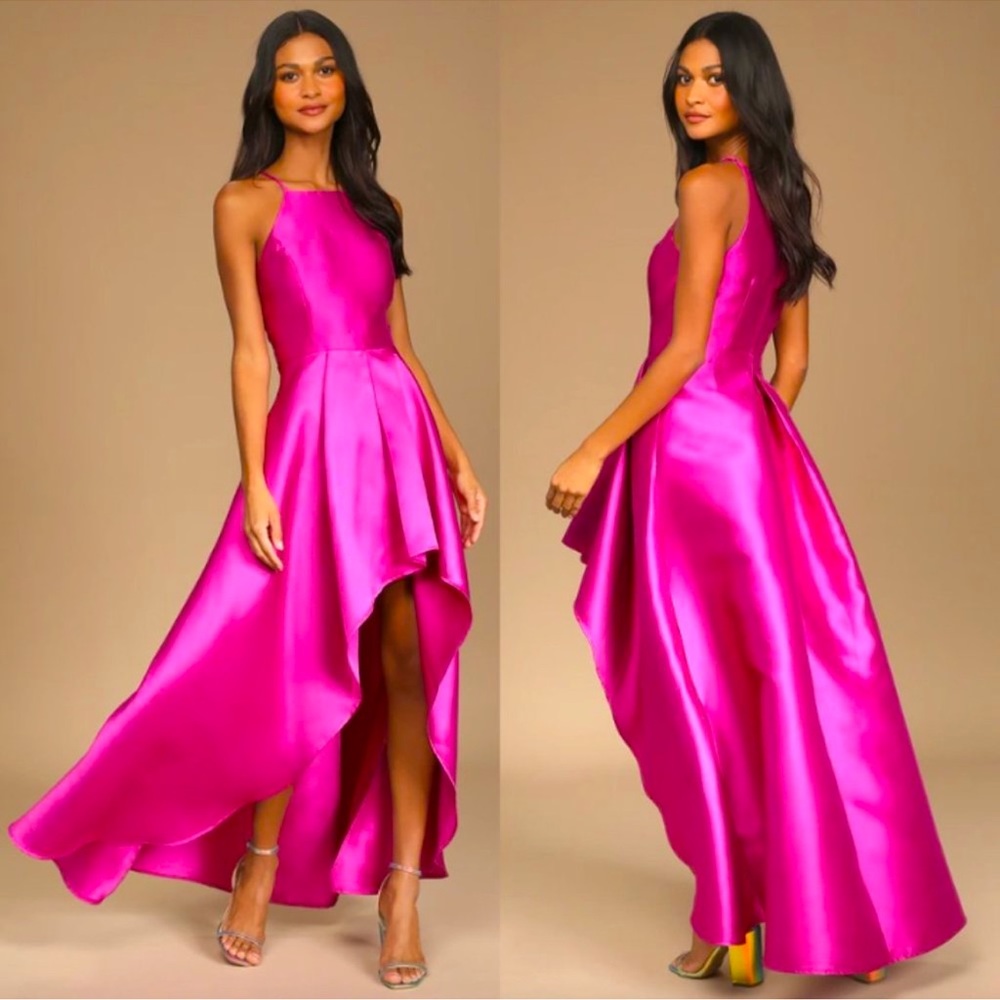 Broadway Show Magenta High-Low Maxi Dress